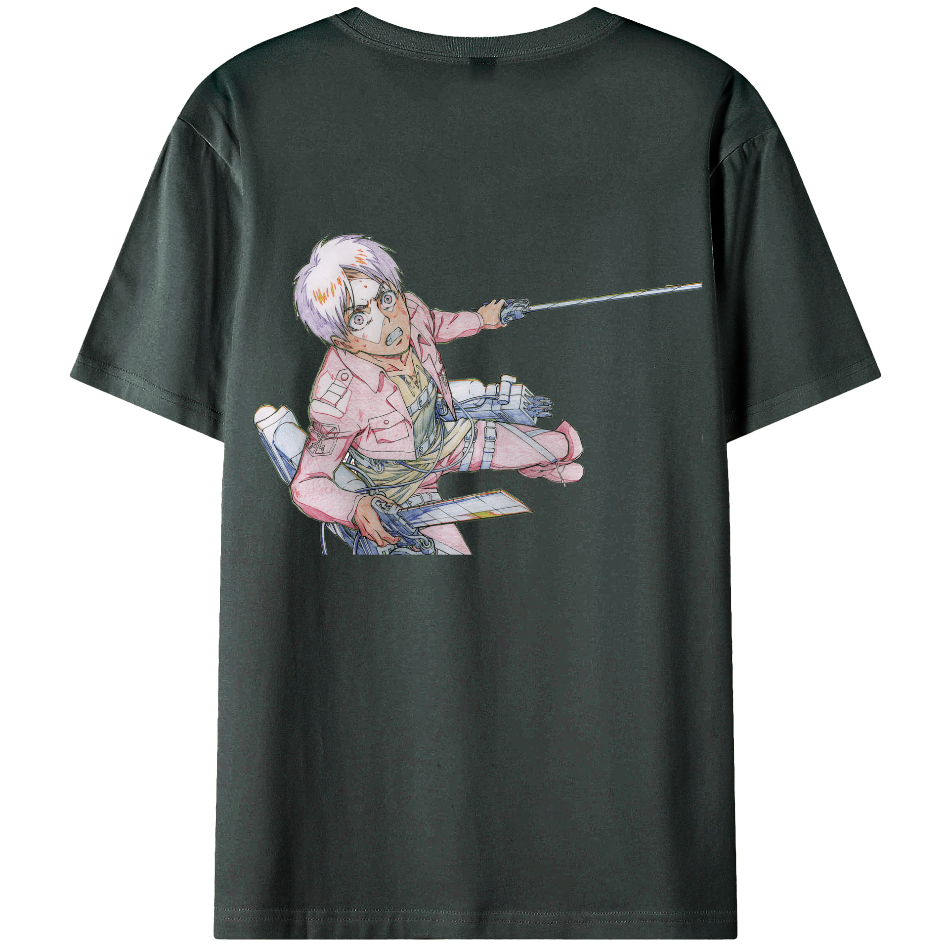 （画像用） 進撃の巨人 エレン･イェーガー Attack on Titan Eren Jäger 綿100％ メンズ半袖Tシャツ（バックプリント） 通気性